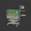 Mobile Medical Equipment Cart With Metal Frame Green Accents And Tray Shelf