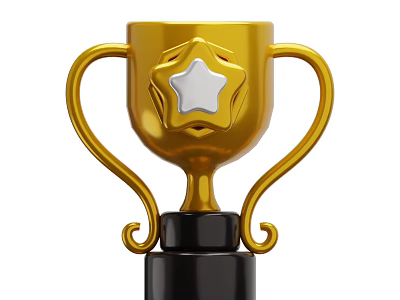 Gold Trophy Decorative Ornament Set With Star Shaped Design And Black Base 3d model