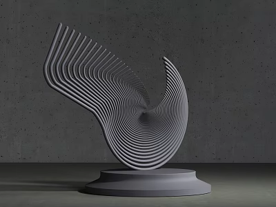 Modern Abstract Decorative Ornament Set With Spiral Design Circular Base And Gray Tone 3d model