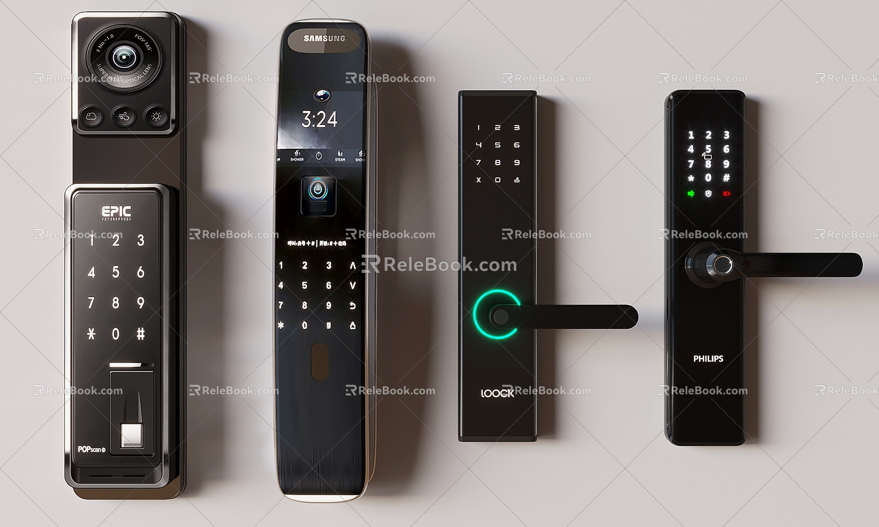 Smart lock fingerprint lock electronic lock password lock door handle anti-theft door lock 3d model