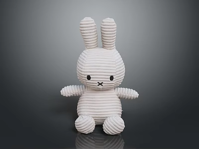 Cute White Rabbit Plush Toy With Striped Texture For Daily Household Use 3d model