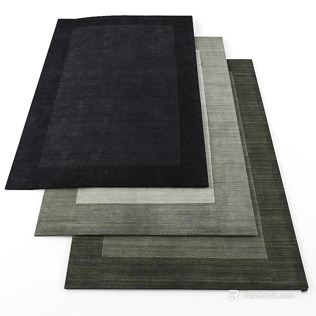 Layered Square Rugs In Dark Black Gray And Light Tones For Modern Home Decor 3d model 