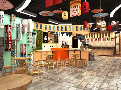 Japanese Restaurant Fast Food Sushi Restaurant 3d model