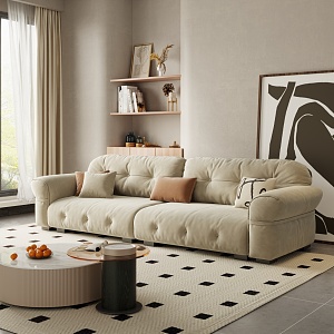 Modern Cream Style Double Sofa Cream Double Sofa 3d model