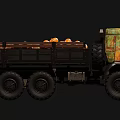 Vintage Cargo Truck Carrying Plenty Of Orange Pumpkins In Open Bed