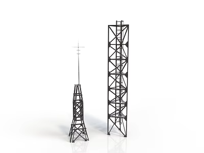 Two Metal Tower Structures with Steel Frames One Tall and One Short 3d model