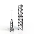 Two Metal Tower Structures with Steel Frames One Tall and One Short 3d model