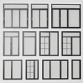 Various Window Designs With Different Styles Arranged On White Wall For Home Interior 3d model