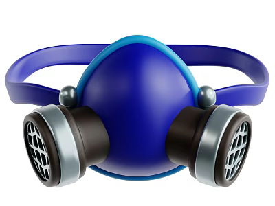 Blue Industrial Safety Respirator With Dual Filter Cartridges And Headband 3d model
