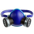 Blue Industrial Safety Respirator With Dual Filter Cartridges And Headband