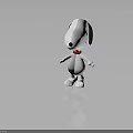 Cute White Cartoon Dog With Red Collar Smiling In Standing Pose 3D Character Model