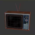 Vintage Wooden Case Television With Black Screen And Two Antennas Front Knobs 3d model