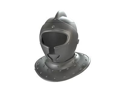 Medieval Knight Helmet With Metal Visor And Riveted Neck Guard Design 3d model