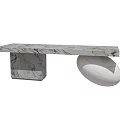 Modern Marble Dining Table Design With Unique Square Support And Circular Base 3d model