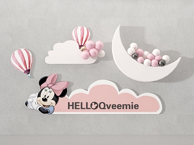 Wall Decoration Hanging Pendant Children's Wall Display Wall Balloon Mickey 3d model