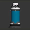 Cylindrical Industrial Equipment With Blue Transparent Section White Top Cover Handles And Silver Base