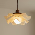 Modern Petal Shaped Chandelier With Wooden Base And Soft Lighting For Interior Decor