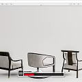 Modern Leisure Chairs With Metal Frames And Comfortable Cushions In Multiple Angles 3d model