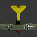 Vintage Biplane Model With Green Wings Yellow Tail Red Engine And Cross Details