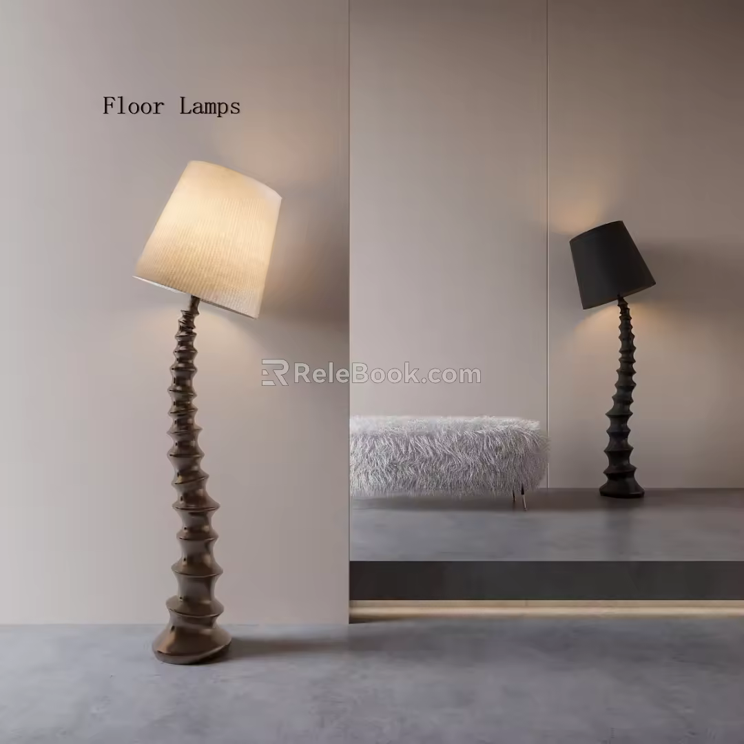 Bamboo floor lamp floor lamp special-shaped floor lamp 3d model
