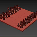 Classic Chess Entertainment With Red And White Chessboard And Neatly Arranged Chess Pieces