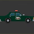 Green Police Car With Red And Blue Lights 3D Cartoon Style Design And Side Badge