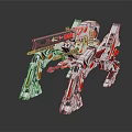 Futuristic Sci Fi Mechanical Creature With Four Legs Twin Cannons And Red Accents