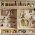 Toy And Clothing Display Shelf With Dinosaur Toys Hats And Mini Furniture Models