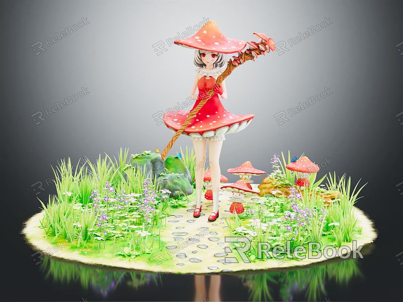 Modern Anime Character Mushroom Fairy Mushroom Mage model