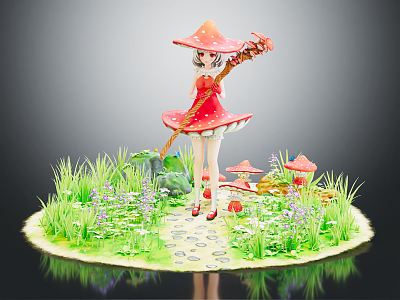 Modern Anime Character Mushroom Fairy Mushroom Mage 3d model