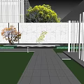 Modern Garden Landscape Design With White Walls Steps And Green Trees