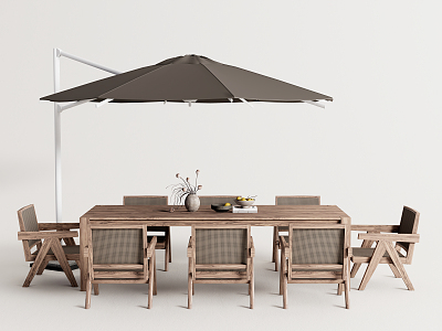 Outdoor Tables and Chairs Outdoor Tables and Chairs Rattan Tables and Chairs Sunshade 3d model