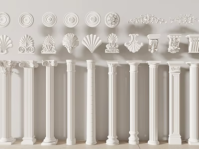 Elegant Classical Roman Columns With Ornate Capitals And Architectural Decorative Elements 3d model