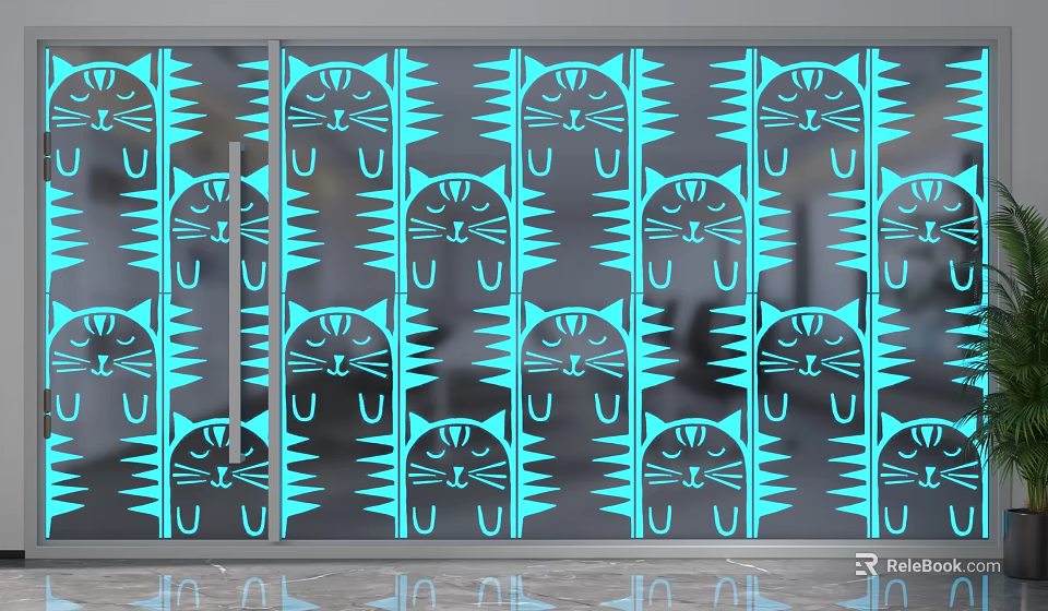 Modern Glass Partition With Decorative Patterns For Stylish Interior Design Spaces 3d model 