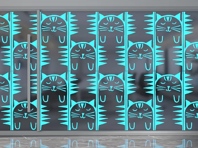 Modern Glass Partition With Decorative Patterns For Stylish Interior Design Spaces 3d model