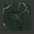 3D Mountainous Terrain Model With Winding Rivers And Lush Green Vegetation