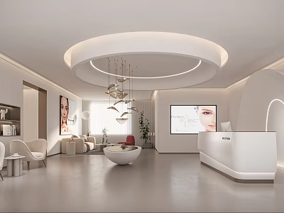 Modern SPA Reception Area With Minimalist Design And Soft Lighting 3d model