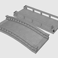 Concrete Arched Bridge Models With Railings And Gray Structural Design