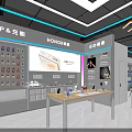 Modern Digital Store Interior With Audio Products Brand Sections And Display Shelves