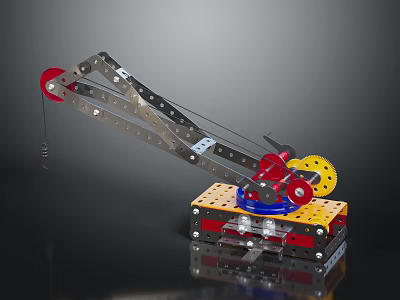 Mechanical Crane Themed Kids Furniture With Colorful Metal Structure And Blocks 3d model