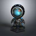 Astronaut Character With Transparent Helmet Containing Red Starfish And Space Scene