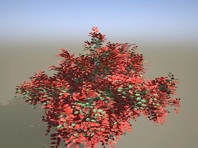 Vibrant Shrub With Red And Green Leaves For Garden Landscape Decoration 3d model