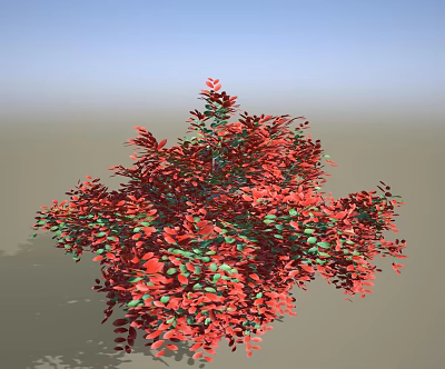 Vibrant Shrub With Red And Green Leaves For Garden Landscape Decoration 3d model