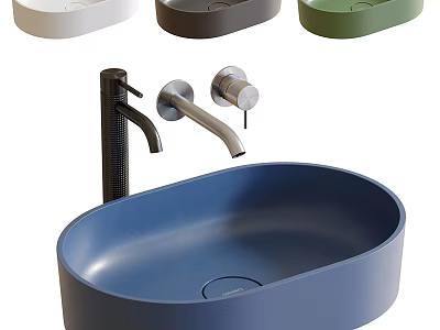 Modern Above Counter Washbasins in Multiple Colors with Matching Faucets and Contemporary Design 3d model