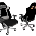 Black And White Ergonomic Gaming Chair With Adjustable Arms Swivel Base And Gold Accent Back