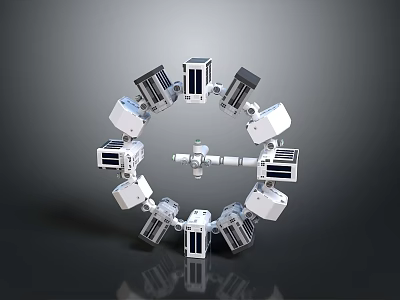 Mechanical Structure With Circular Arrangement Of Interconnected Modular Units And Central Connection 3d model