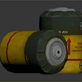 Two Cylindrical Military Weapon Devices With Yellow Green Bodies Red Markings And Metal Caps