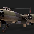 Military Aircraft Model With Camouflage Paint Red Star Emblems And Twin Engines
