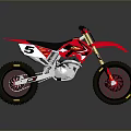 Racing Red Off Road Motorcycle With 5 15 Number Graphics Black Seat And Tires