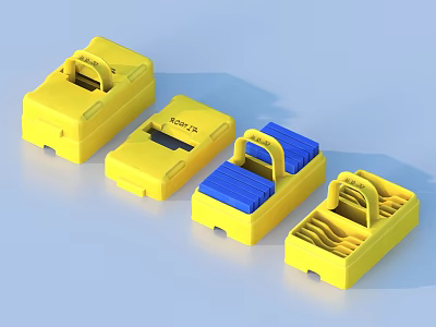 Practical Yellow Household Storage Organizers With Handles Blue Compartments And Design 3d model